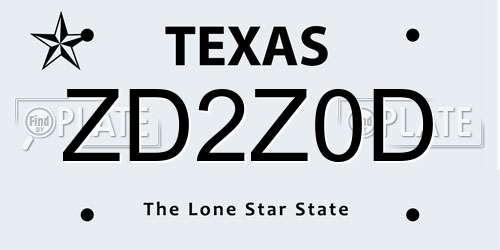 ZD2Z0D Texas License Plate