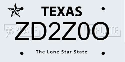 ZD2Z0O Texas License Plate