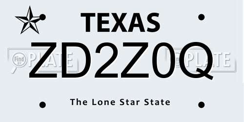 ZD2Z0Q Texas License Plate