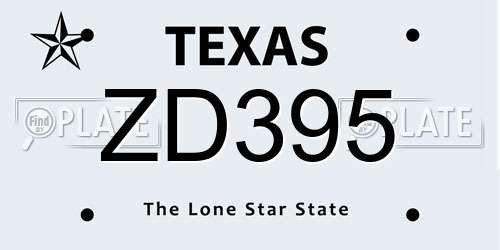 ZD395 Texas License Plate
