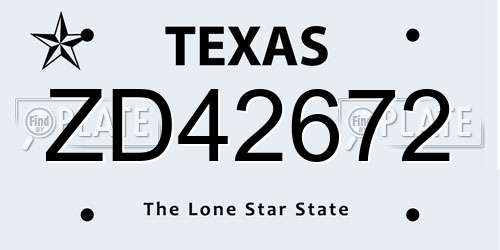 ZD42672 Texas License Plate