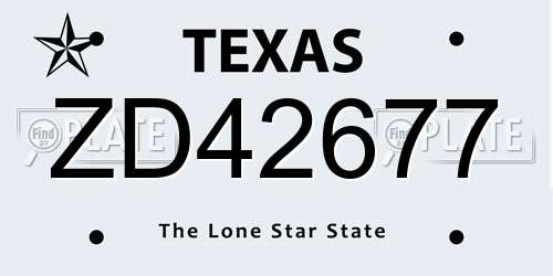ZD42677 Texas License Plate