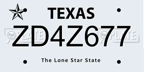 ZD4Z677 Texas License Plate