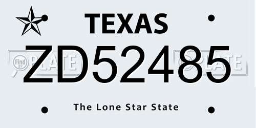 ZD52485 Texas License Plate