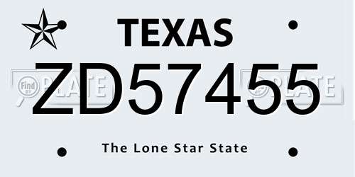 ZD57455 Texas License Plate