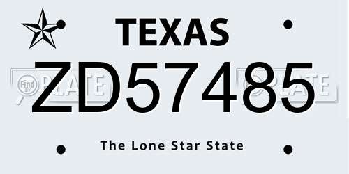 ZD57485 Texas License Plate