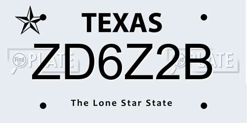 ZD6Z2B Texas License Plate