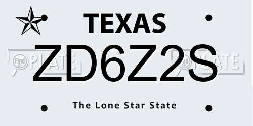 ZD6Z2S Texas License Plate