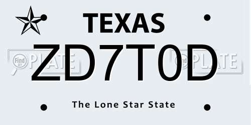 ZD7T0D Texas License Plate