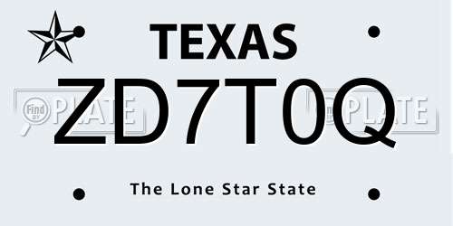 ZD7T0Q Texas License Plate