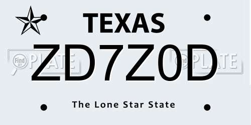 ZD7Z0D Texas License Plate