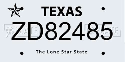 ZD82485 Texas License Plate
