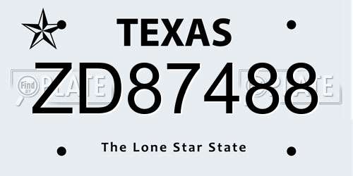 ZD87488 Texas License Plate