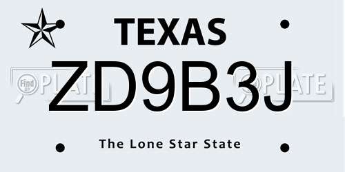 ZD9B3J Texas License Plate