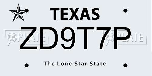 ZD9T7P Texas License Plate