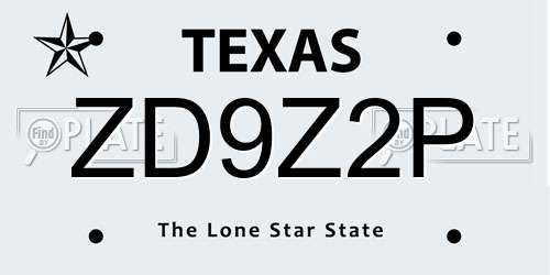 ZD9Z2P Texas License Plate
