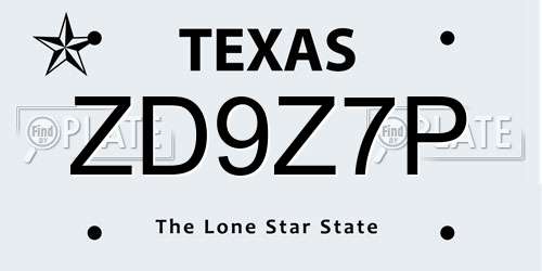 ZD9Z7P Texas License Plate