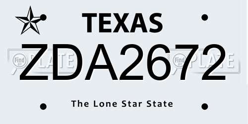 ZDA2672 Texas License Plate