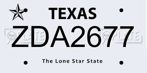 ZDA2677 Texas License Plate