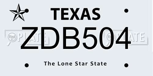 ZDB504 Texas License Plate
