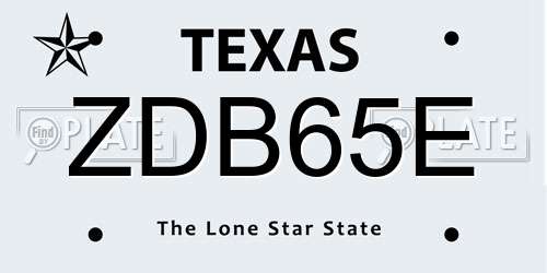 ZDB65E Texas License Plate