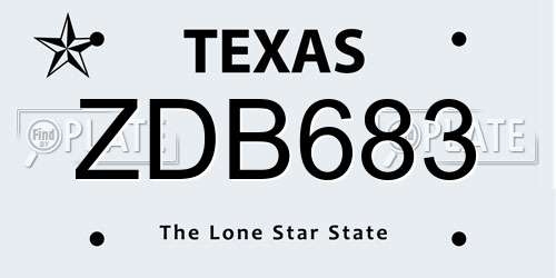 ZDB683 Texas License Plate