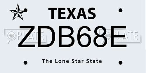 ZDB68E Texas License Plate