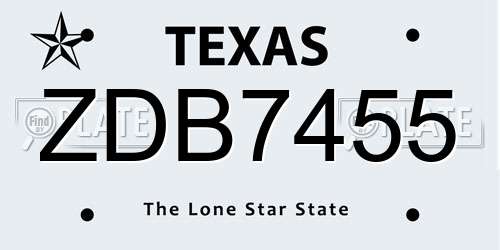 ZDB7455 Texas License Plate