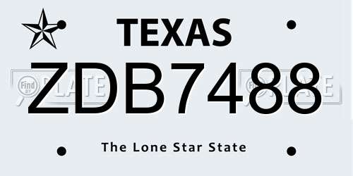 ZDB7488 Texas License Plate