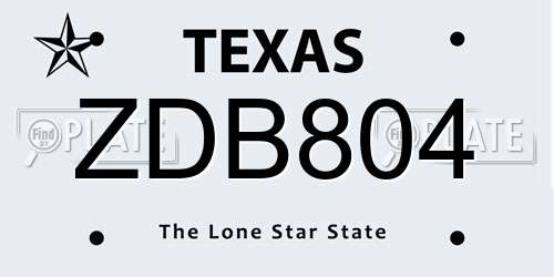 ZDB804 Texas License Plate