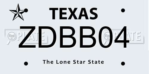 ZDBB04 Texas License Plate