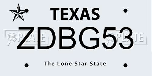 ZDBG53 Texas License Plate