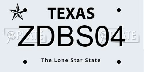 ZDBS04 Texas License Plate