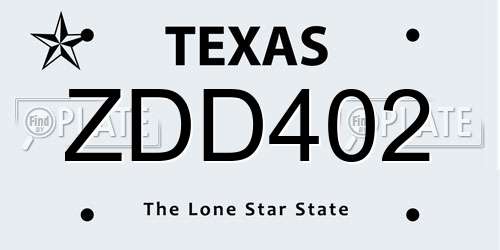 ZDD402 Texas License Plate