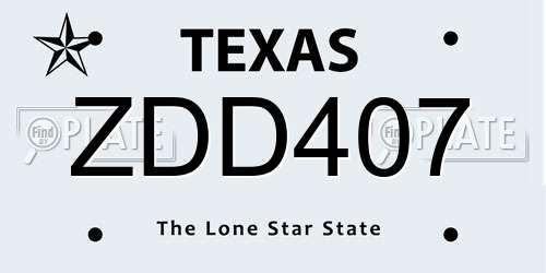 ZDD407 Texas License Plate