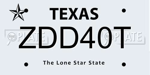 ZDD40T Texas License Plate