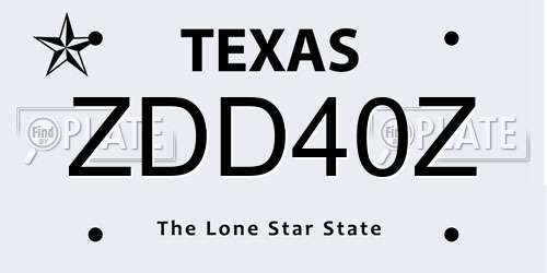 ZDD40Z Texas License Plate