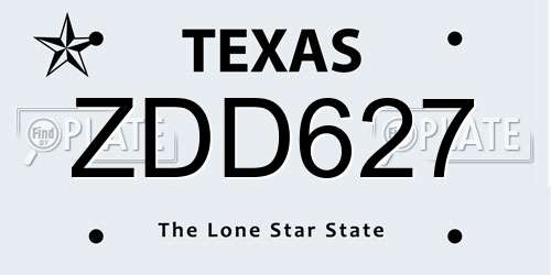 ZDD627 Texas License Plate