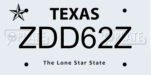 ZDD62Z Texas License Plate