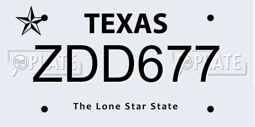 ZDD677 Texas License Plate