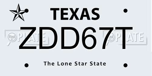 ZDD67T Texas License Plate