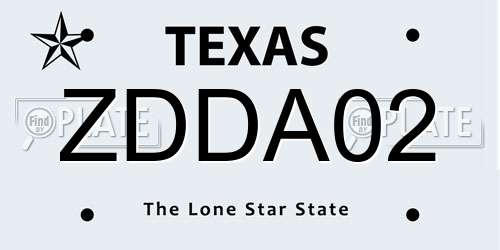 ZDDA02 Texas License Plate