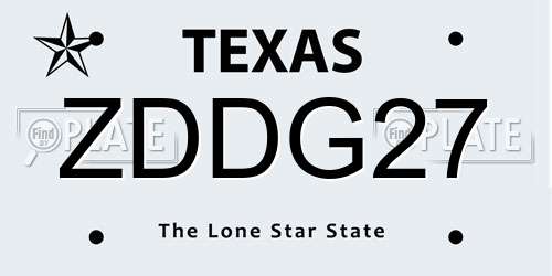 ZDDG27 Texas License Plate