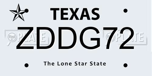 ZDDG72 Texas License Plate