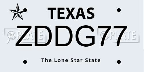 ZDDG77 Texas License Plate