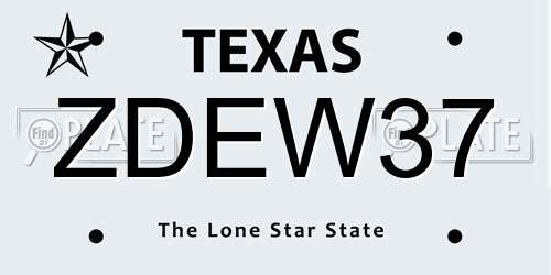 ZDEW37 Texas License Plate