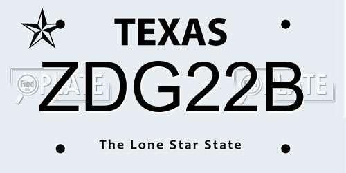 ZDG22B Texas License Plate