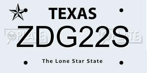 ZDG22S Texas License Plate