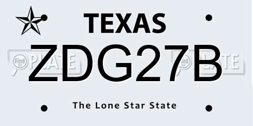 ZDG27B Texas License Plate