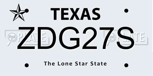ZDG27S Texas License Plate